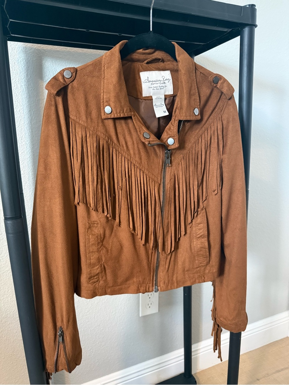 American Rag Rust Brown Fringe Moto Jacket - Picture 5 of 7